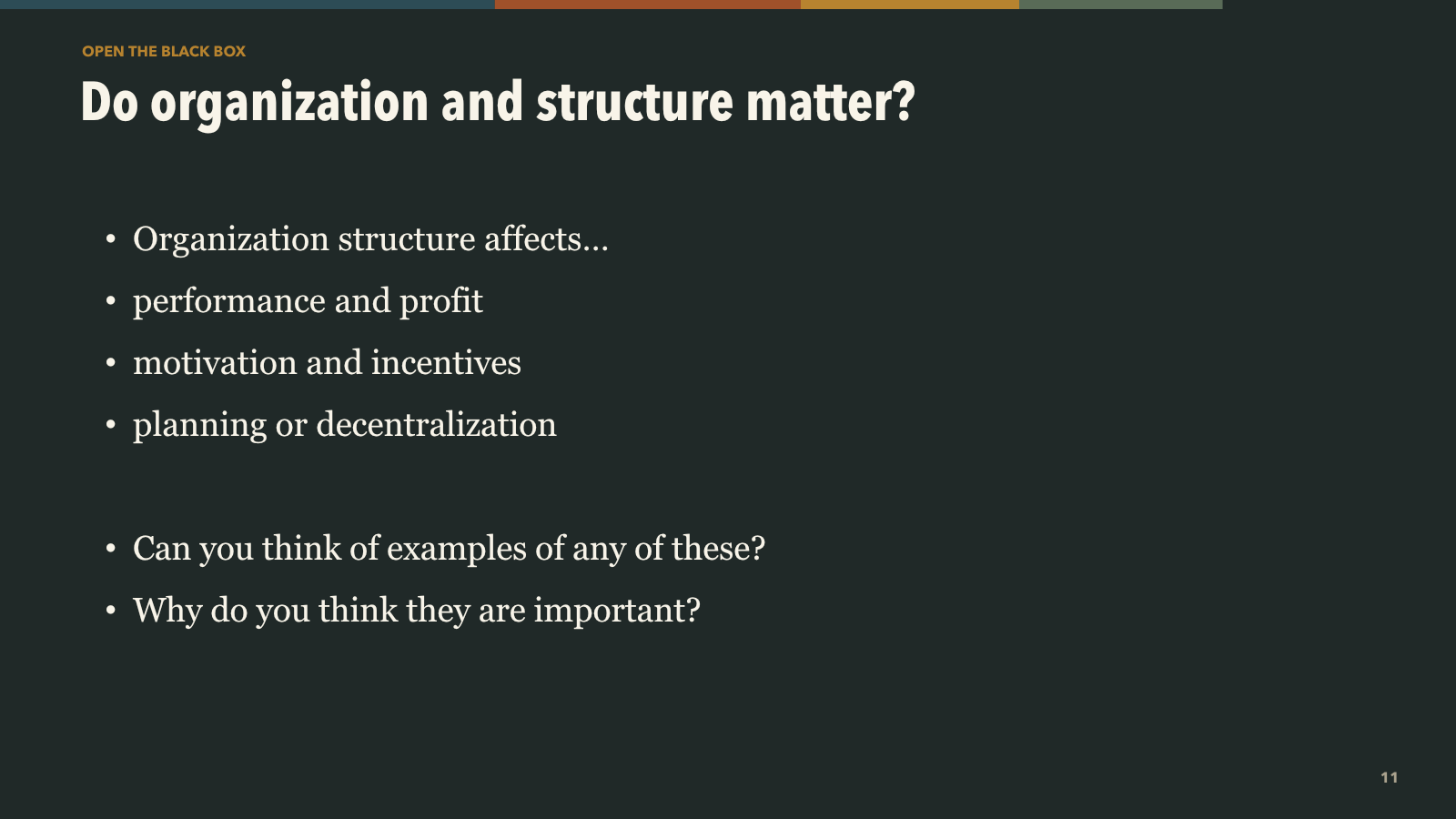 Do organization and structure matter