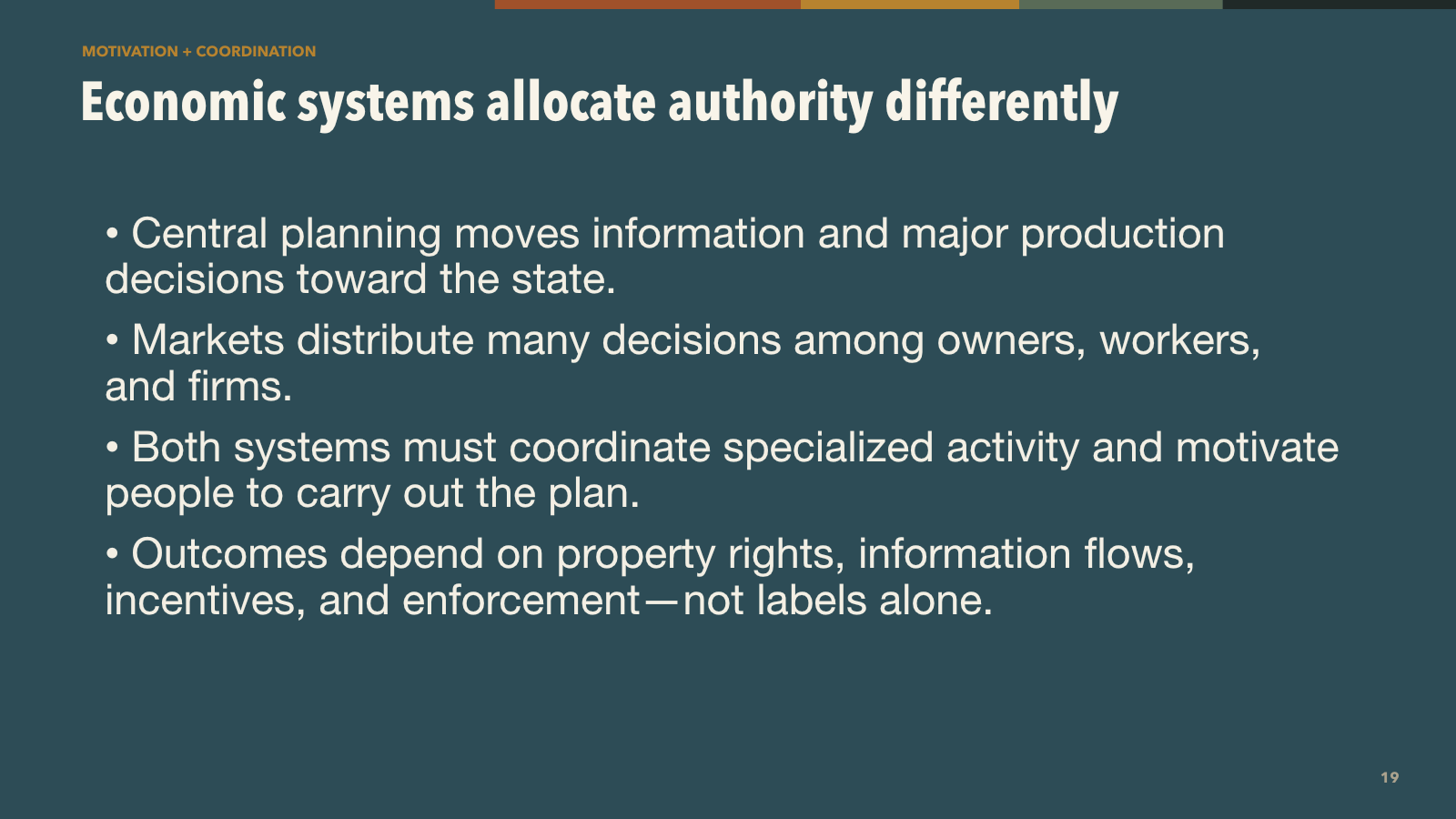 Economic systems allocate authority differently