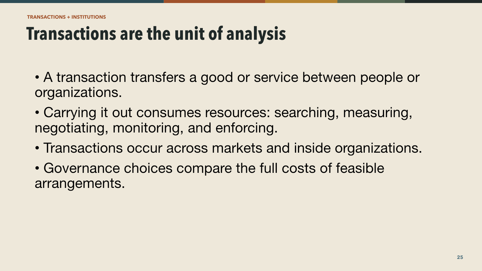 Transactions are the unit of analysis