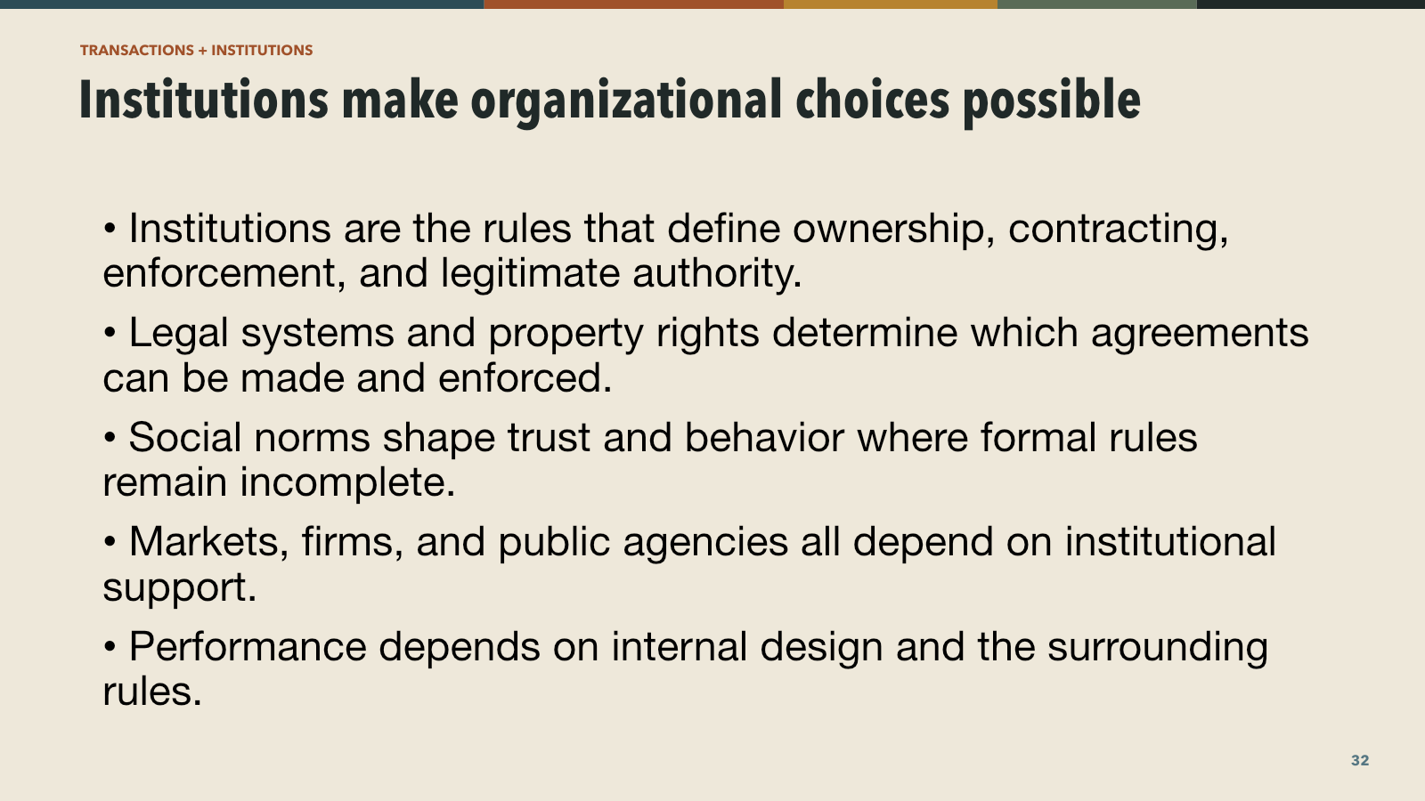 Institutions make organizational choices possible