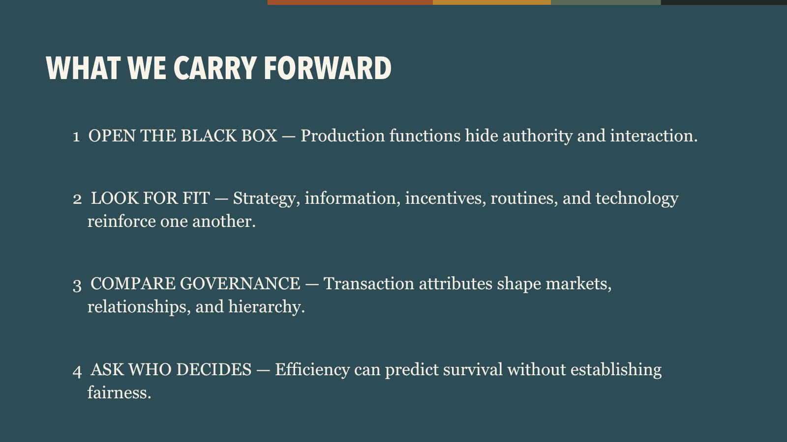 What we carry forward